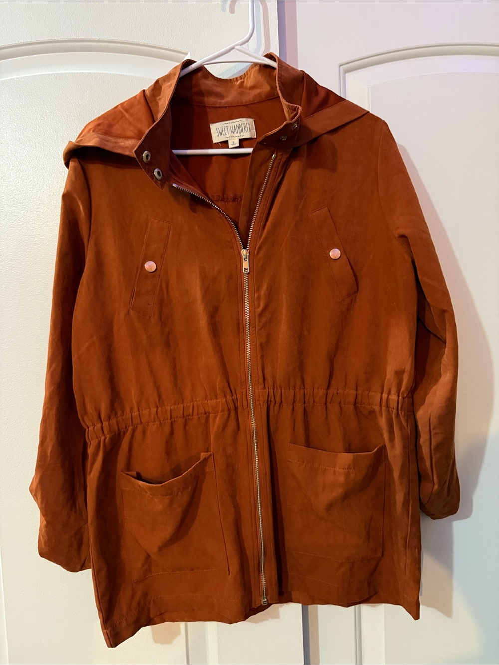 Sweet Wanderer Rust Color Hooded Jacket